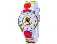 Piękny zegarek dla dzieci analogowy kwarcowy kolorowe koła